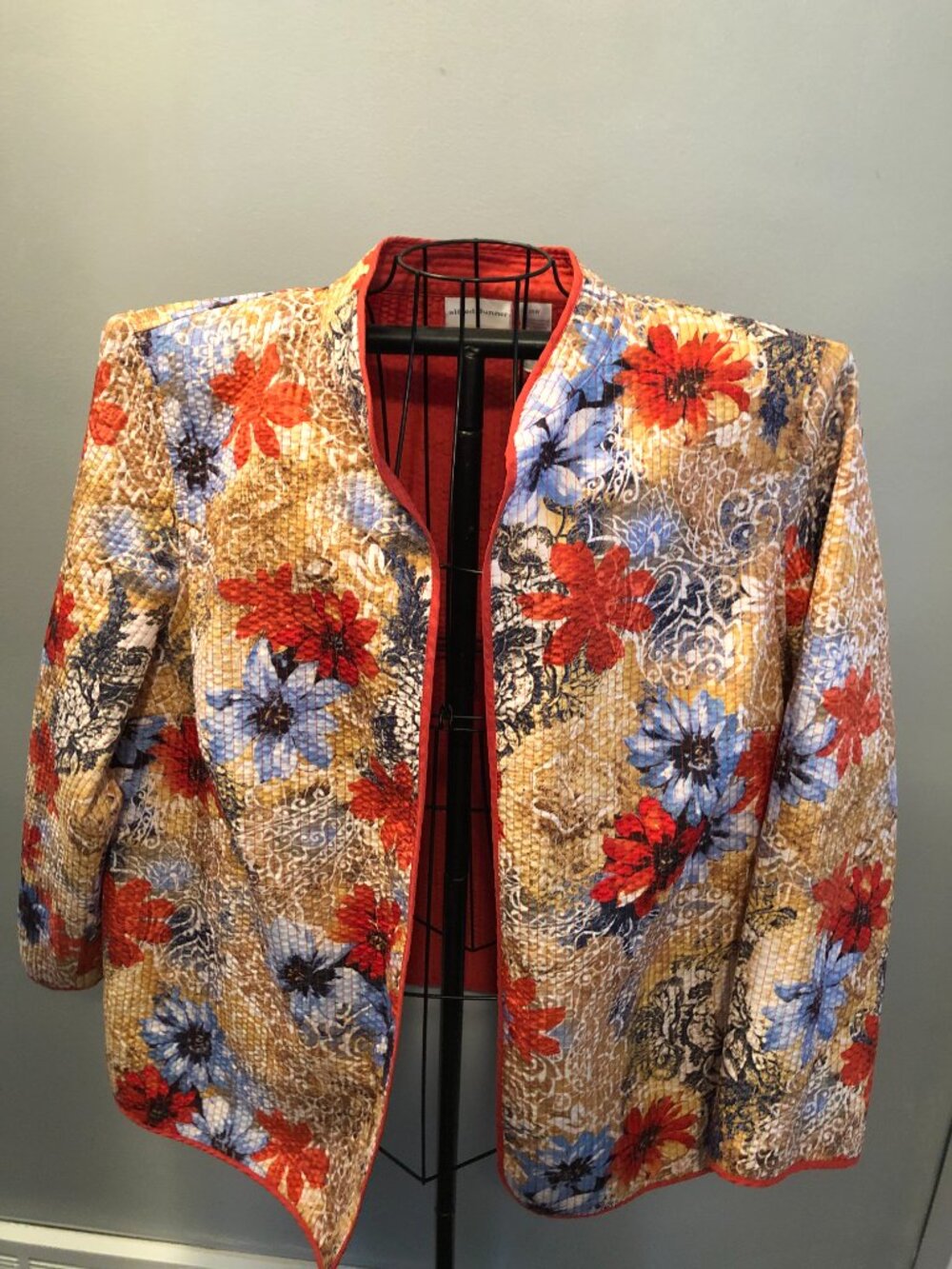 Alfred Dunner 20W Woman Quilted Patchwork Multicolor Floral Jacket 26.5" Pit to
